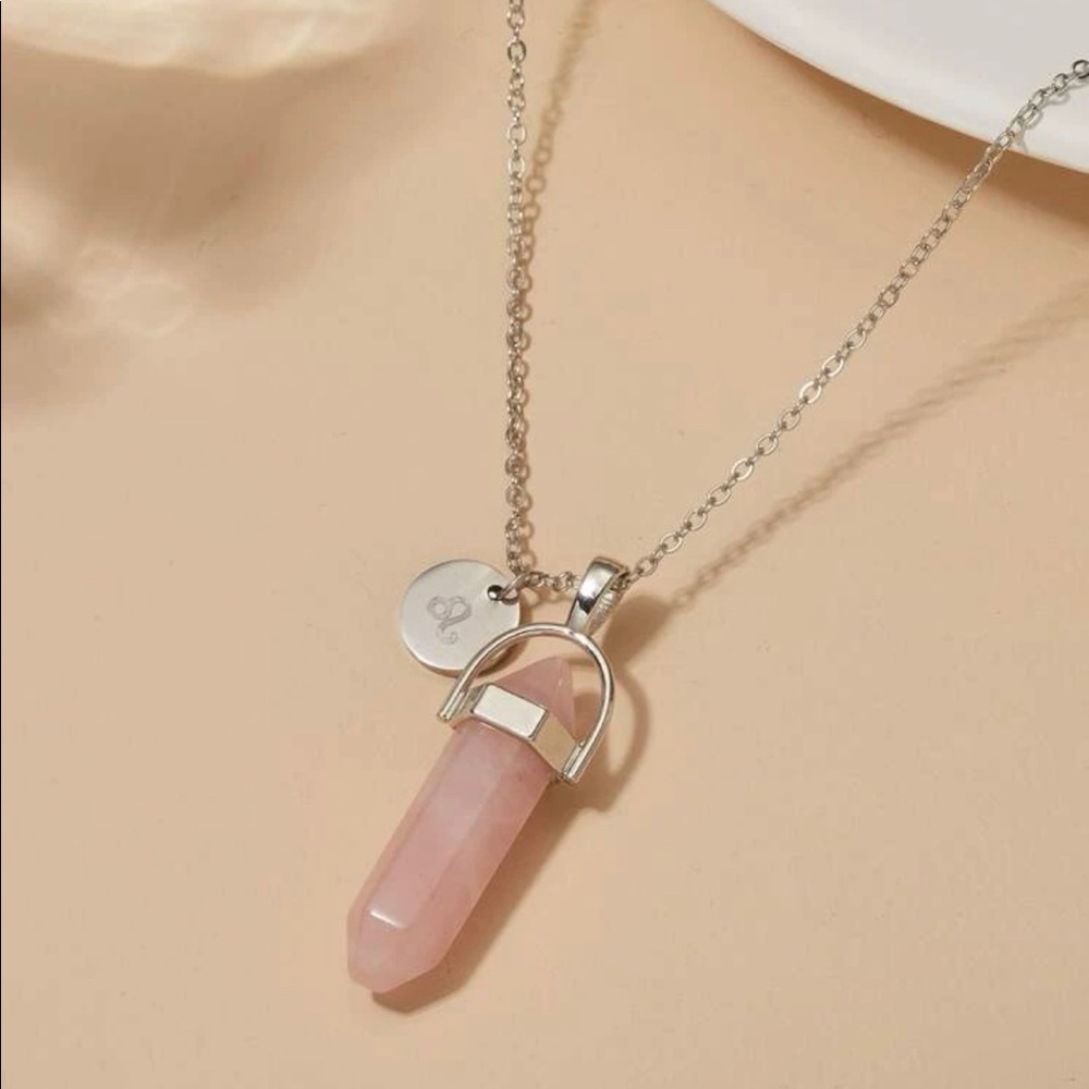 Rose Quartz Stone Pendant Necklace